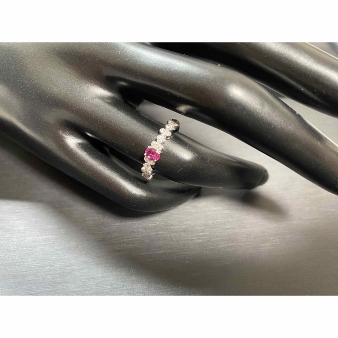 魅惑の赤色「天然ルビー」ダイヤモンドジュエリーリング レディースのアクセサリー(リング(指輪))の商品写真