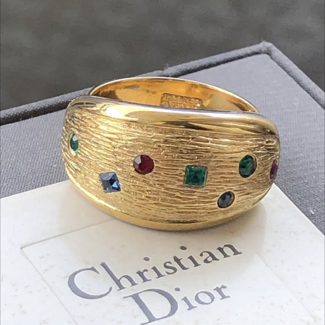 Christian Dior(クリスチャンディオール)のヴィンテージ  クリスチャンディオール リング　指輪　マルチカラー　ゴールド レディースのアクセサリー(リング(指輪))の商品写真