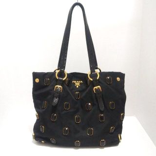 PRADA カナパデニム ビジュー トートバッグ キャンバス