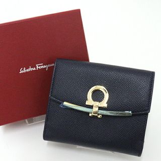 フェラガモ(Ferragamo)のサルヴァトーレ フェラガモ Salvatore Ferragamo ガンチーニ 二つ折り財布 22C877 ネイビー 未使用(財布)