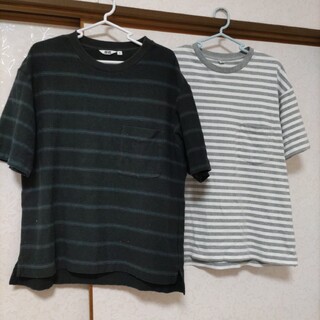 ユニクロ(UNIQLO)のUNIQLO メンズボーダーコットンTシャツM ２枚セット(Tシャツ/カットソー(半袖/袖なし))