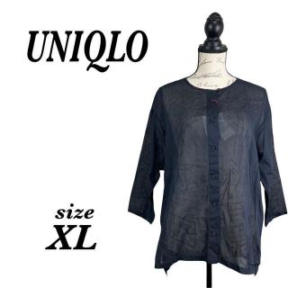 ユニクロ(UNIQLO)の【新品タグ付】UNIQLO ユニクロ　シャツ　ブラウス　チュニック　ネイビー(シャツ/ブラウス(長袖/七分))