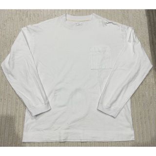 ムジルシリョウヒン(MUJI (無印良品))の【無印】ポケット付 長袖Ｔシャツ 白 L(Tシャツ/カットソー(七分/長袖))