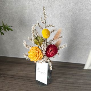 ドライフラワーとフラワーベースのセット　ブリザーブドフラワー　花瓶(プリザーブドフラワー)