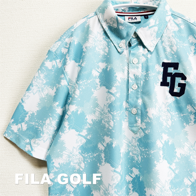 FILA(フィラ)の【FILA GOLF】フィラゴルフ タイダイブルー BDポロシャツ メンズのトップス(ポロシャツ)の商品写真