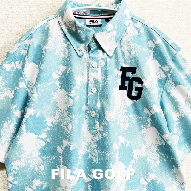 FILA(フィラ)の【FILA GOLF】フィラゴルフ タイダイブルー BDポロシャツ メンズのトップス(ポロシャツ)の商品写真