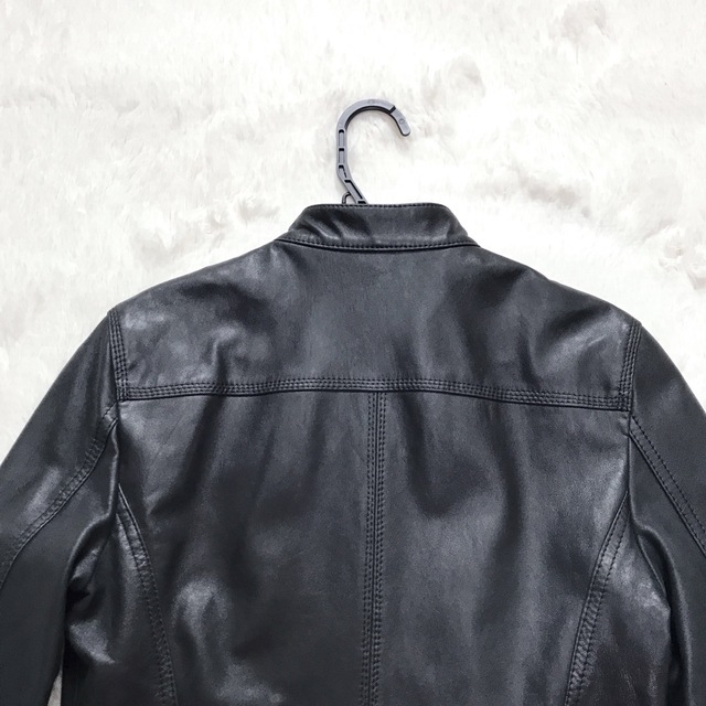 Michael Kors(マイケルコース)の美品 MICHEAL KORS シングル レザージャケット ライダース ブラック レディースのジャケット/アウター(ライダースジャケット)の商品写真