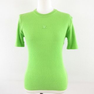 クレージュ(Courreges)のクレージュ courreges リブニット セーター 半袖 ワンポイント 緑 0(ニット/セーター)