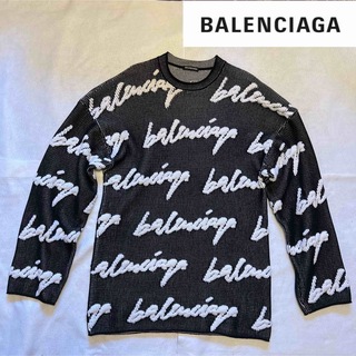 バレンシアガ(Balenciaga)のバレンシアガ　3D スクリブルロゴ　オーバーサイズ　ニットセーター　20年　春秋(ニット/セーター)