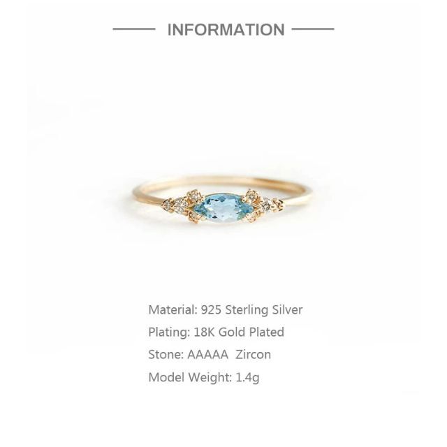 S925 高品質 ライトブルー ジルコニア リング レディース 指輪 レディースのアクセサリー(リング(指輪))の商品写真