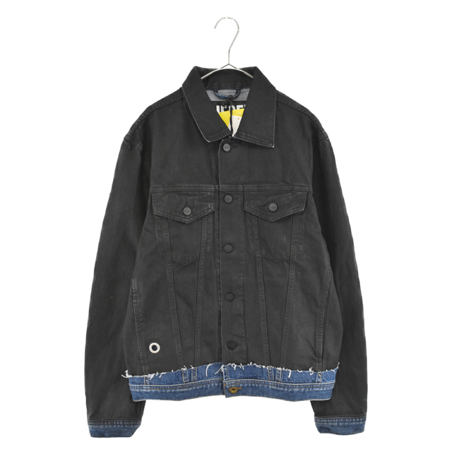 DIESEL ディーゼル 裾切替デニムジャケット ブラック/インディゴ 特選