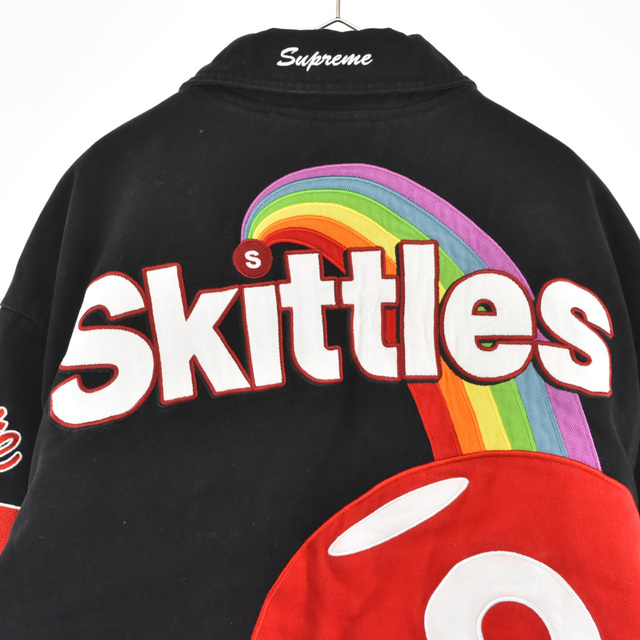 Supreme(シュプリーム)のSUPREME シュプリーム 21AW Skittles Mitchell & Ness Varsity Jacket スキットルズ ミッチェル アンド ネス バーシティ ブラック ジャケット メンズのジャケット/アウター(スタジャン)の商品写真