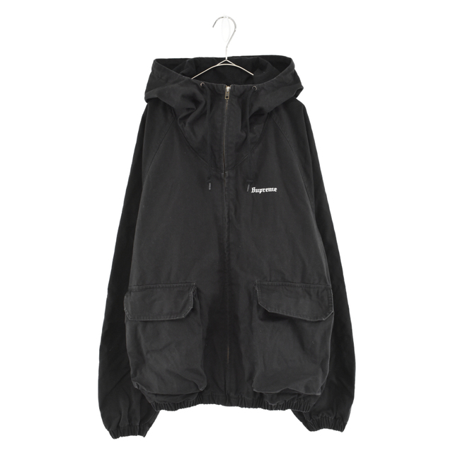 SUPREME シュプリーム 22SS Cotton Hooded Jacket コットン フーデッド ジャケットブラック ジップアップパーカー65センチ裄丈