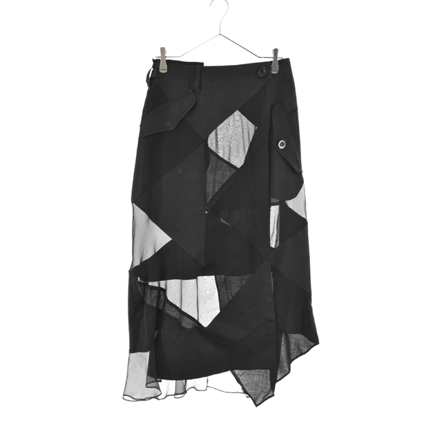 Sacai サカイ 21SS ×Hank Willis Thomas Solid Mix Skirt ハンクウィリストーマス ドッキングスカート ブラック 21-05418 レディース