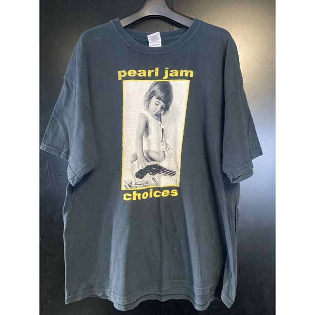 Tシャツ/カットソー(半袖/袖なし)希少 PEARL JAM  Tシャツ　ブラック バンドTシャツ　XL