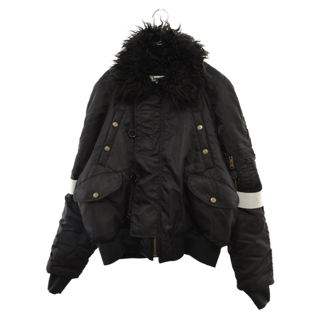 MM6 Maison Margiela エムエムシックスメゾンマルジェラ 22AW Insulated Bomber Jacket エコファーカラー ボンバージャケット ブラック レディース S62AN0071