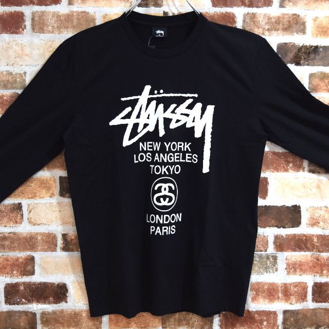 【Lサイズ】新品 stussy ステューシー ロンT ブラック ワールドツアー