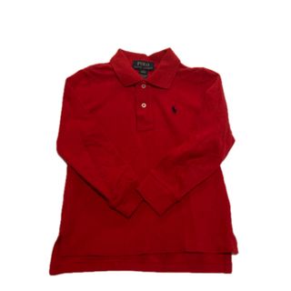 ポロラルフローレン(POLO RALPH LAUREN)のPOLO RALPH LAUREN 長袖ポロシャツ　赤　100cm 汚れあり(Tシャツ/カットソー)