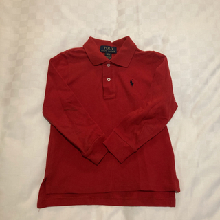 ポロラルフローレン(POLO RALPH LAUREN)のPOLO RALPH LAUREN 長袖ポロシャツ　赤　100cm 汚れあり(Tシャツ/カットソー)