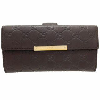 グッチ(Gucci)のグッチ 長財布 シマライン Wホック長財布 レザー 革 ダークブラウン 濃茶(財布)