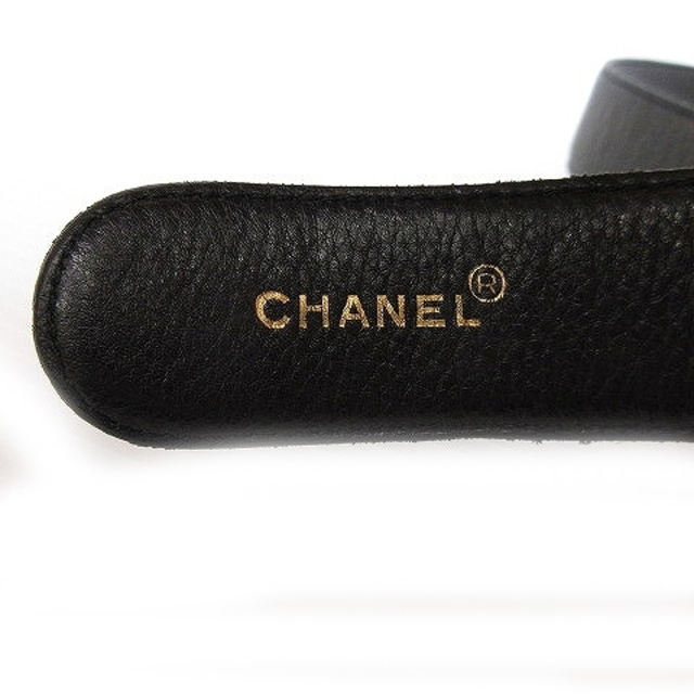 シャネル CHANEL ベルト ココマーク バックル レザー 黒 ■SM0