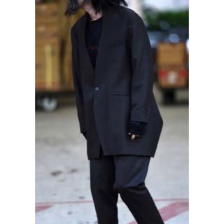 ヨウジヤマモト(Yohji Yamamoto)のka na ta kyutai jacket black(ノーカラージャケット)