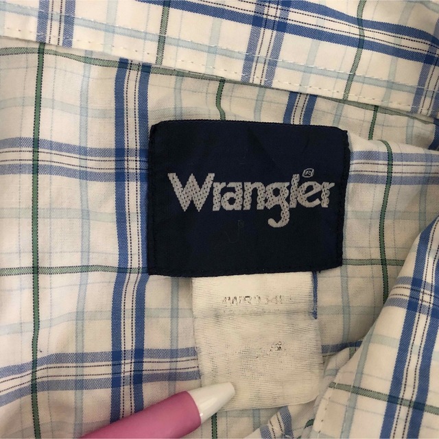 Wrangler(ラングラー)の【ラングラー】半袖シャツ　チェック柄　薄手　水色　白　スナップボタン　紺タグ29 メンズのトップス(シャツ)の商品写真