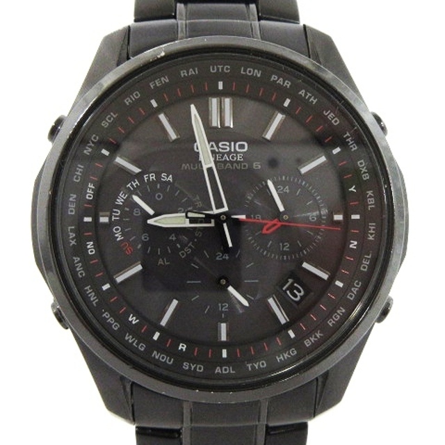 カシオ リニエージ 腕時計 タフソーラー クロノグラフ 文字盤黒 ■SM0