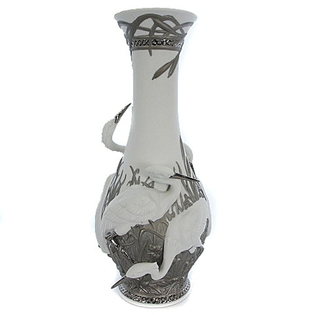 リヤドロ サギの王国 シラサギ 白鷺 鳥 陶芸 花瓶 花器 Ⅰ 01007053 - 陶芸