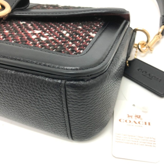 コーチ COACH 馬車金具 カバン ショルダーバッグ ツイード ブラック 美品