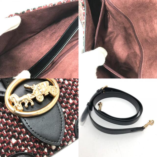 コーチ COACH 馬車金具 カバン ショルダーバッグ ツイード ブラック 美品