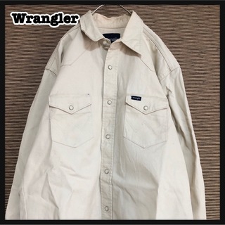 ラングラー(Wrangler)の【ラングラー】長袖シャツ　ワンポイント　肉厚　ベージュ　スナップボタン24(シャツ)