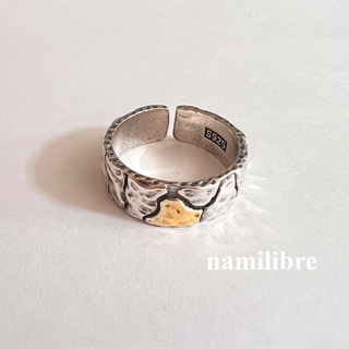 シルバーリング 925 銀 凸凹 クラック ヒビ バイカラー ユニセックス 指輪(リング(指輪))