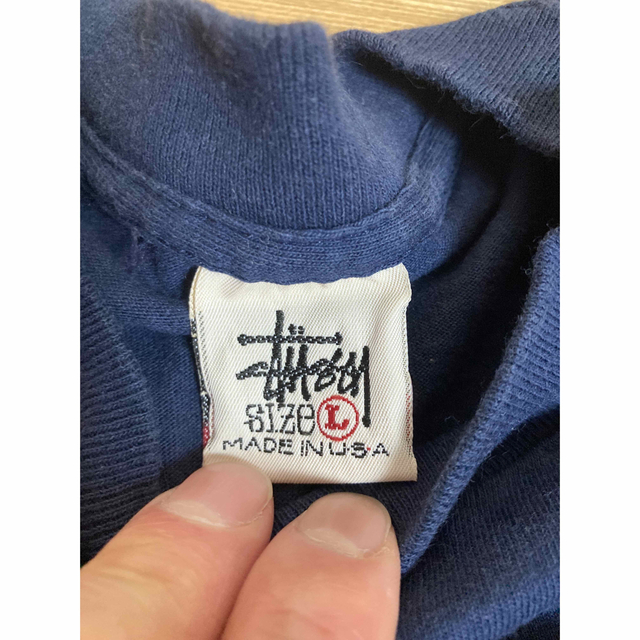 STUSSY(ステューシー)のステューシー　ロングTシャツ　USA製　Lサイズ　ネイビー メンズのトップス(Tシャツ/カットソー(七分/長袖))の商品写真