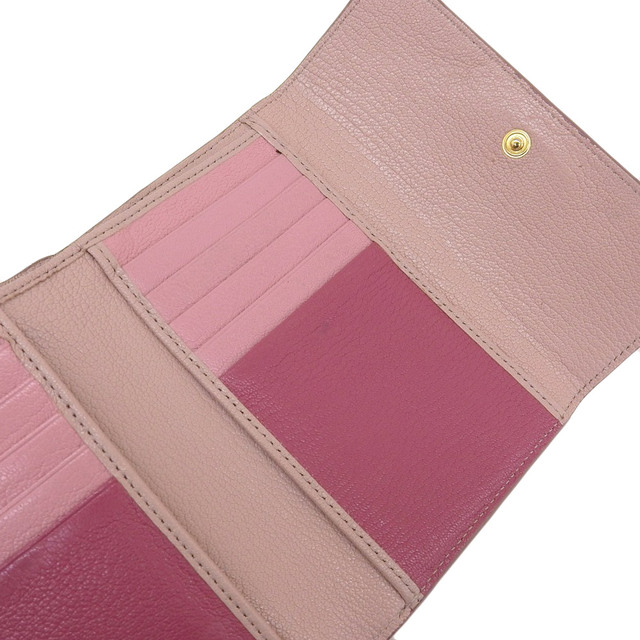 【本物保証】 ミュウミュウ MIUMIU L字ファスナー 三つ折財布 ピンク 5ML014