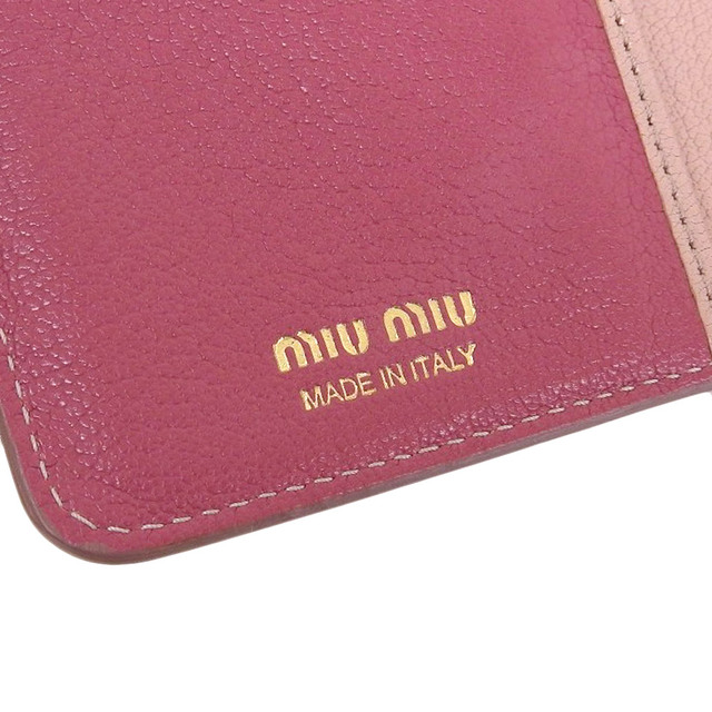 【本物保証】 ミュウミュウ MIUMIU L字ファスナー 三つ折財布 ピンク 5ML014