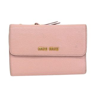 ミュウミュウ(miumiu)の【本物保証】 ミュウミュウ MIUMIU L字ファスナー 三つ折財布 ピンク 5ML014(財布)