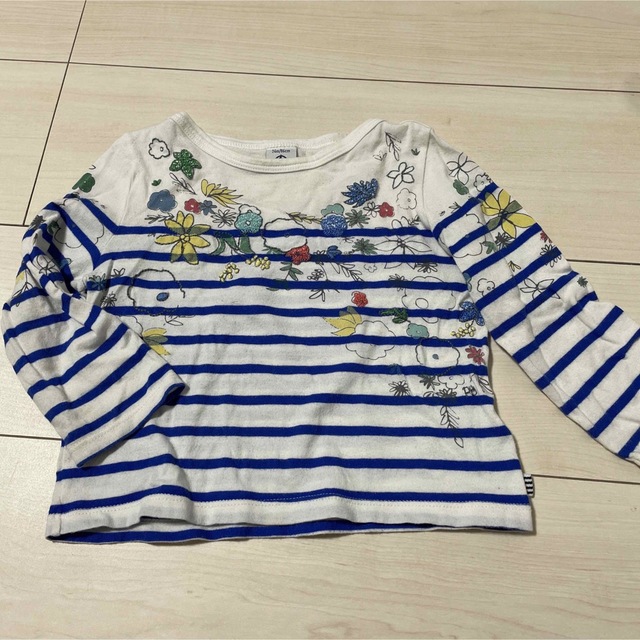 PETIT BATEAU(プチバトー)のプチバトー　マリニエール　刺繍　ボーダー　カットソー　24m/86cm ２枚 キッズ/ベビー/マタニティのベビー服(~85cm)(Ｔシャツ)の商品写真