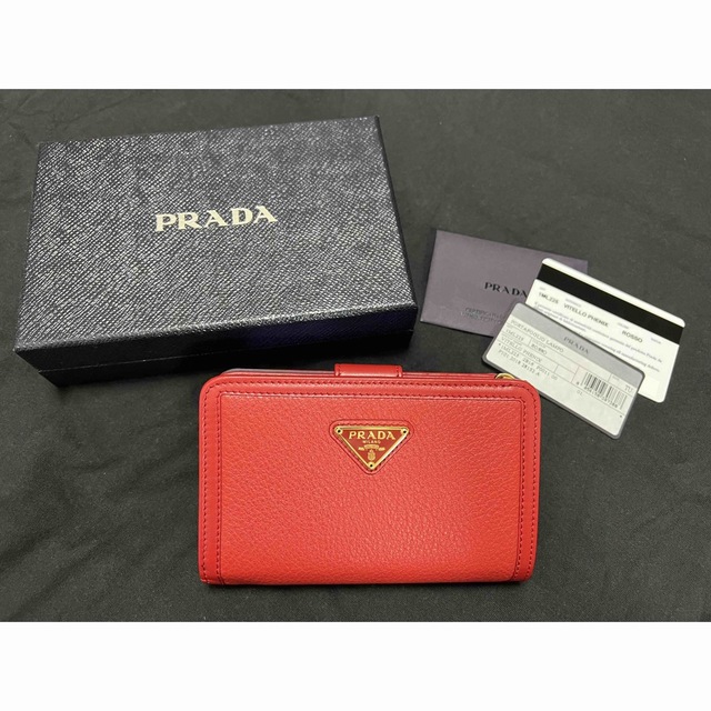 新品Prada プラダ コンパクトウォレット 1ML225 二つ折り財布レッド