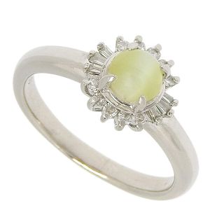 アザー(other)の【本物保証】 超美品 リング Pt900 キャッツアイ0.93ct ダイヤ0.14ct ネコ目 12号  ノーブランド No brand(リング(指輪))