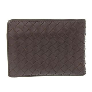 ボッテガヴェネタ(Bottega Veneta)の【本物保証】 ボッテガヴェネタ BOTTEGA VENETA イントレチャート 二つ折り 財布 レザー 茶 113112(財布)