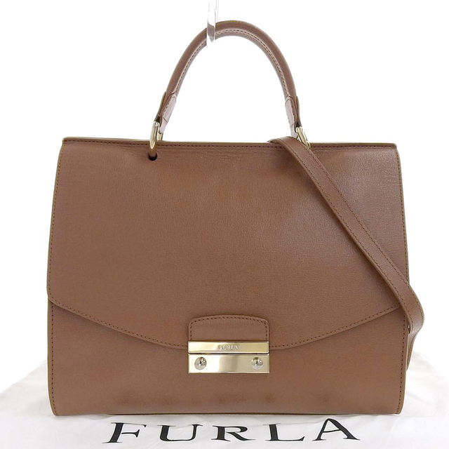 Furla(フルラ)の【本物保証】 布袋付 美品 フルラ FURLA ジュリア M トップハンドル 2WAYバッグ ハンドバッグ ワンショルダー レザー 茶 F6801 希少 レア レディースのバッグ(ハンドバッグ)の商品写真