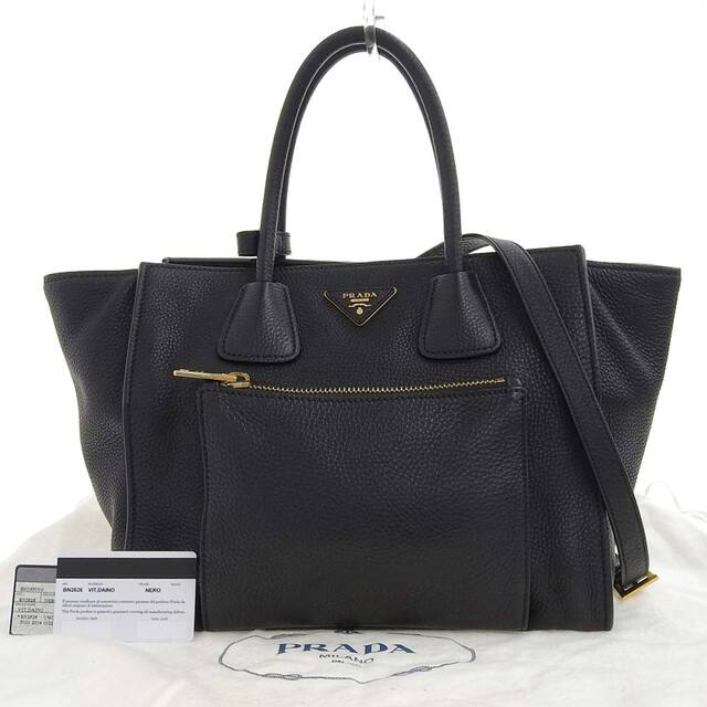 【本物保証】 布袋・保付 超美品 プラダ PRADA 2WAYバッグ ハンドバッグ ショルダーバッグ レザー 黒 ブラック BN2626 |  フリマアプリ ラクマ