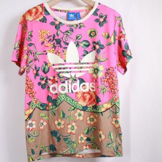 アディダス(adidas)のAdidas アディダス Ｔシャツ　ピンク柄 Ｍ(Tシャツ(半袖/袖なし))