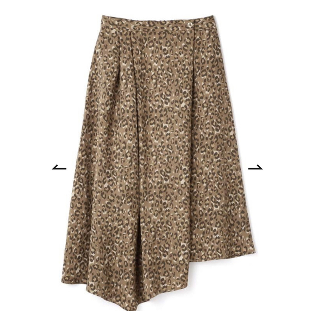 ROSE BUD(ローズバッド)のROSE BUD レオパードフレアースカート　イレギュラーヘム　ブラウン　豹柄 レディースのスカート(ロングスカート)の商品写真