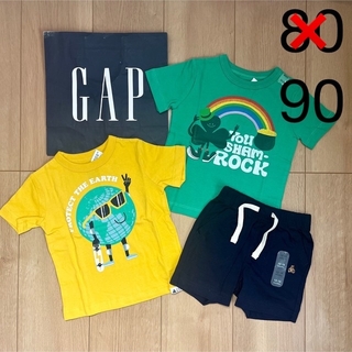 ベビーギャップ(babyGAP)の新品　baby gap 半袖　Tシャツ　パンツ　80 90 男の子　夏　半ズボン(Tシャツ/カットソー)