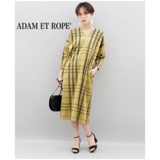 アダムエロぺ(Adam et Rope')のADAM ET ROPE' チェックジャカードワンピース (ひざ丈ワンピース)