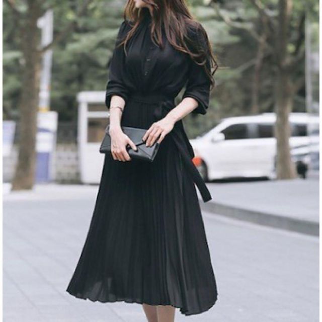 ロング　プリーツ　ワンピース　スーツ　入園式　入学式　スーツ　黒　スカート　ママ