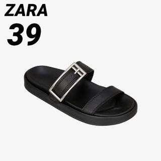 ザラ(ZARA)のZARA ザラ レザー サンダル 39 完売品 新品タグ付き(サンダル)