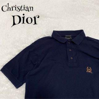 クリスチャンディオール(Christian Dior)の希少 Christian Dior ☆ ポロシャツ ネイビー 刺繍 ヴィンテージ(ポロシャツ)